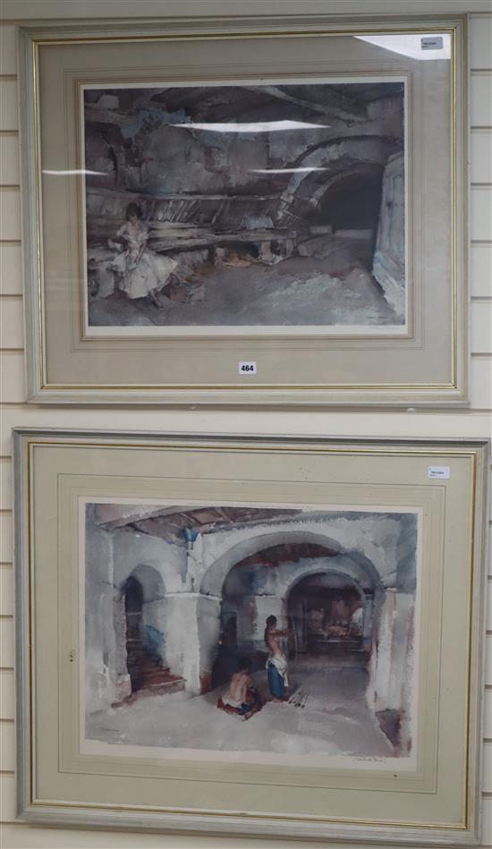 After Sir William Russell Flint, a signed print, The Secret Retreat and another Unseen Target